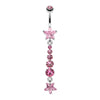 Star Journey Gem Dangle Belly Button Ring-WildKlass Jewelry