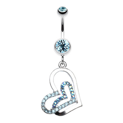 Twinkling Double Heart Belly Button Ring-WildKlass Jewelry