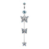 Triple Butterfly Sparkle Belly Button Ring-WildKlass Jewelry