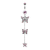 Triple Butterfly Sparkle Belly Button Ring-WildKlass Jewelry