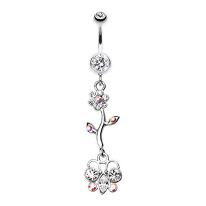 Butterfly Flower Blossom Belly Button Ring-WildKlass Jewelry