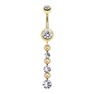 Golden Journey Sparkle Belly Button Ring-WildKlass Jewelry