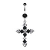 Princess Cut Cross Sparkle Belly Button Ring-WildKlass Jewelry