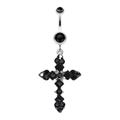 Princess Cut Cross Sparkle Belly Button Ring-WildKlass Jewelry