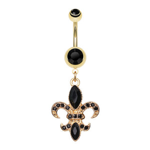 Golden Fleur de Lis Belly Button Ring-WildKlass Jewelry