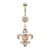 Golden Fleur de Lis Belly Button Ring-WildKlass Jewelry
