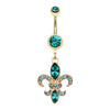 Golden Fleur de Lis Belly Button Ring-WildKlass Jewelry