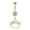 Golden Brass Knuckle Sparkle Belly Button Ring-WildKlass Jewelry