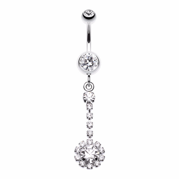Dangling Gem Drop Belly Button Ring-WildKlass Jewelry