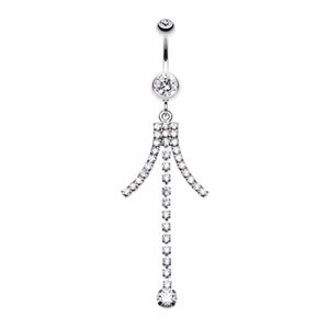 Elegant Bejeweled Cascading Belly Button Ring-WildKlass Jewelry