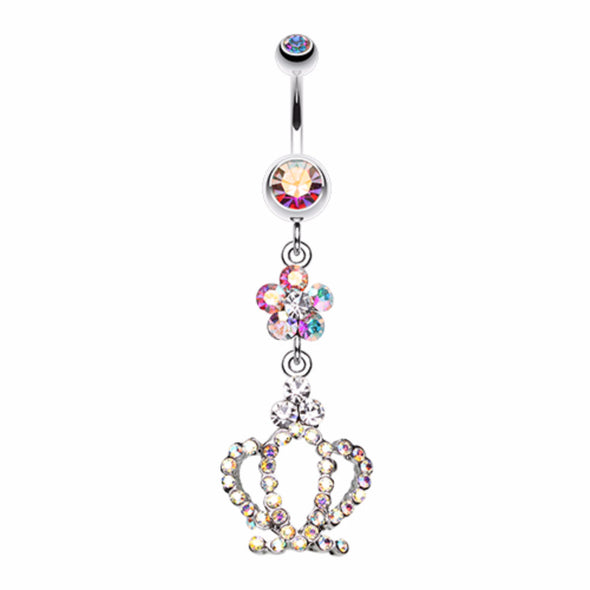 Flower Crown Sparkle Belly Button Ring-WildKlass Jewelry