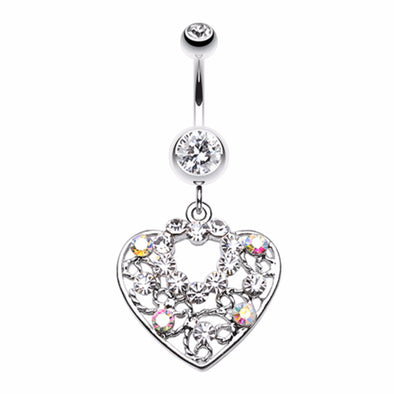 Sparkling Precious Heart Belly Button Ring-WildKlass Jewelry