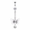 Sparkle Flutter Butterfly Belly Button Ring-WildKlass Jewelry