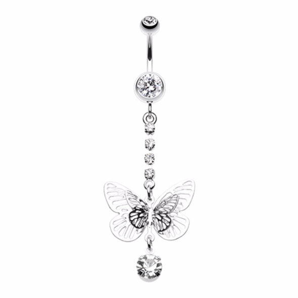 Sparkle Flutter Butterfly Belly Button Ring-WildKlass Jewelry