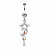 Star Sparkle Gem Curve Dangle Belly Button Ring-WildKlass Jewelry