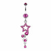Star Sparkle Gem Curve Dangle Belly Button Ring-WildKlass Jewelry