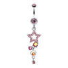 Star Sparkle Gem Curve Dangle Belly Button Ring-WildKlass Jewelry