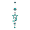 Star Sparkle Gem Curve Dangle Belly Button Ring-WildKlass Jewelry