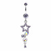 Star Sparkle Gem Curve Dangle Belly Button Ring-WildKlass Jewelry