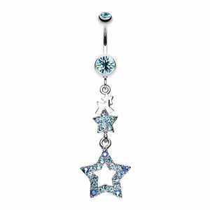 Layered Star Sparkle Belly Button Ring-WildKlass Jewelry