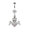 Ultra Bright Crowned Angel Heart and Cross Belly Button Ring-WildKlass Jewelry