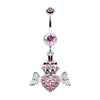 Ultra Bright Crowned Angel Heart and Cross Belly Button Ring-WildKlass Jewelry