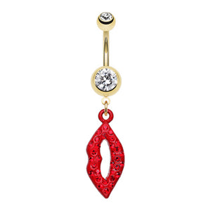 Glamour Lip Sparkle Belly Button Ring-WildKlass Jewelry