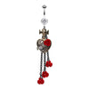 Gothic Chic Golden Heart Metal Rose Belly Button Ring-WildKlass Jewelry