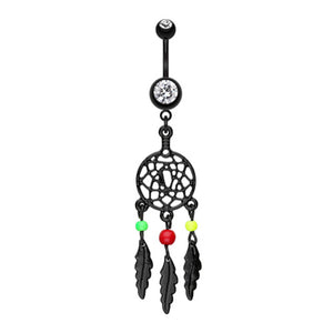 Blackline Enchanted Links Dream Catcher Belly Button Ring-WildKlass Jewelry