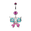 Luminous Butterfly Glam Belly Button Ring-WildKlass Jewelry
