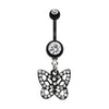 Blackline Butterfly Belly Button Ring-WildKlass Jewelry