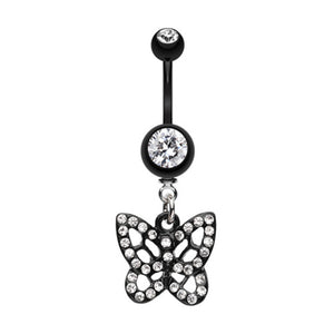 Blackline Butterfly Belly Button Ring-WildKlass Jewelry