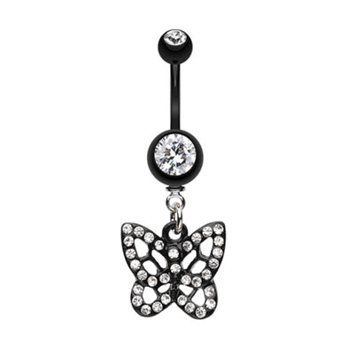 Blackline Butterfly Belly Button Ring-WildKlass Jewelry