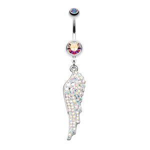 Jeweled Angel Wing Sparkle Belly Button Ring-WildKlass Jewelry
