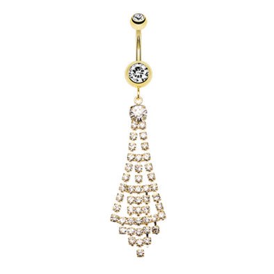 Golden Chandelier Sparkle Belly Button Ring-WildKlass Jewelry