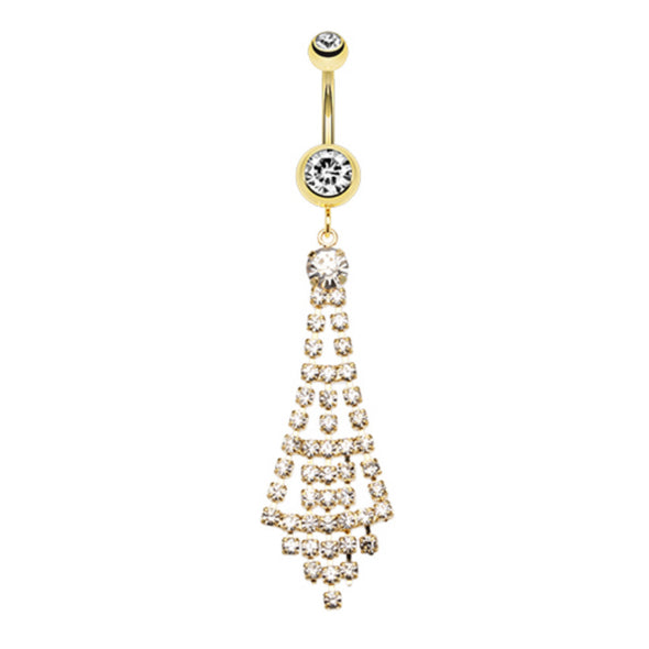 Golden Chandelier Sparkle Belly Button Ring-WildKlass Jewelry