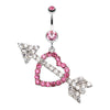 Jeweled Heart Arrow Belly Button Ring-WildKlass Jewelry
