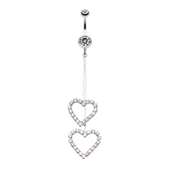 Shimmering Heart Flow Belly Button Ring-WildKlass Jewelry