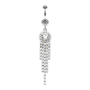 Elegant Chandelier Sparkle Belly Button Ring-WildKlass Jewelry