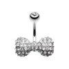 Multi Gem Sparkle Bow-Tie Belly Button Ring-WildKlass Jewelry