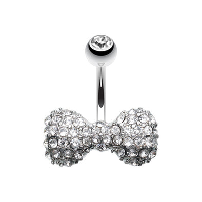 Multi Gem Sparkle Bow-Tie Belly Button Ring-WildKlass Jewelry