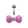 Multi Gem Sparkle Bow-Tie Belly Button Ring-WildKlass Jewelry