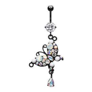 Blackline Glam Butterfly Belly Button Ring-WildKlass Jewelry