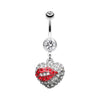 Sexy Lip Glam Heart Belly Button Ring-WildKlass Jewelry