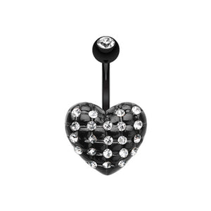 Blackline Multi-Gem Puffy Heart Belly Button Ring-WildKlass Jewelry