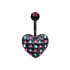 Blackline Multi-Gem Puffy Heart Belly Button Ring-WildKlass Jewelry