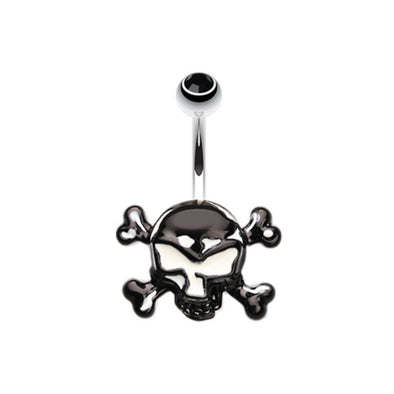 Steel Cross Bones Belly Button Ring-WildKlass Jewelry