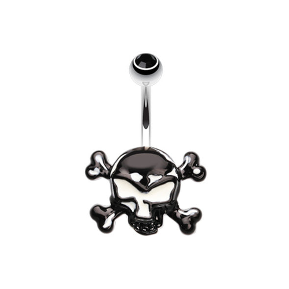 Steel Cross Bones Belly Button Ring-WildKlass Jewelry