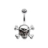 Steel Cross Bones Belly Button Ring-WildKlass Jewelry