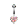 Simple Multi-Gem Heart Belly Button Ring-WildKlass Jewelry